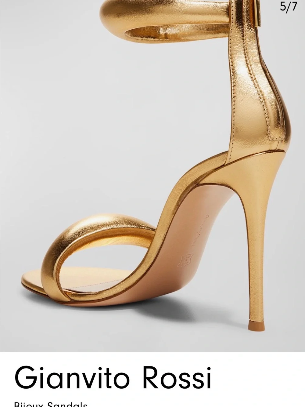 Gianvito Rossi Metallic Gold Sculpted-Ankle Stiletto Sandals